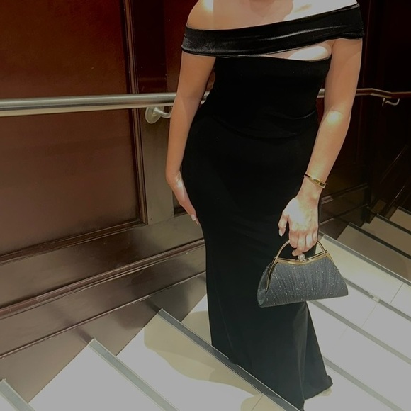 Black Velvet Asymmetrical Dress - Picture 8 of 8